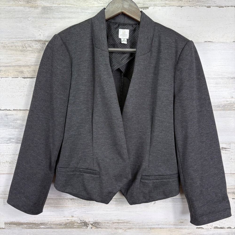 Lauren Conrad Open Cropped Blazer Jacket‎ Size 12 Gray Career Work Business